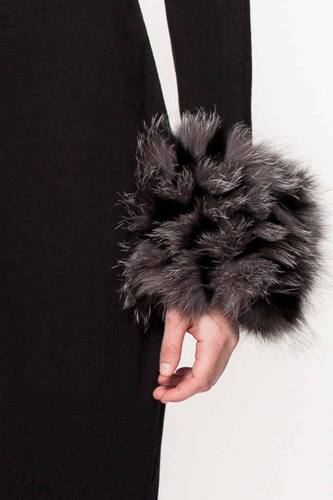 Black & Grey Designer Fur cuffs  Women Casual and Cocktail Dresses by  Canadian designer Masabni